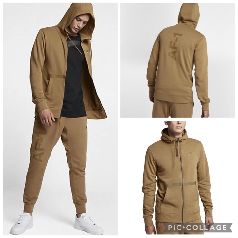 NIKE AIR FORCE 1 FULL ZIP HOODY Golden Beige Men’s size Medium
